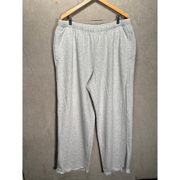 Skims Cotton Fleece Straight Leg Pant Sweatpants Light Heather Grey Womens 2X - Picture 2 of 9